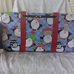 Thirty-one Penguin Party Print Large Utility Tote Bag with Stand Tall Insert